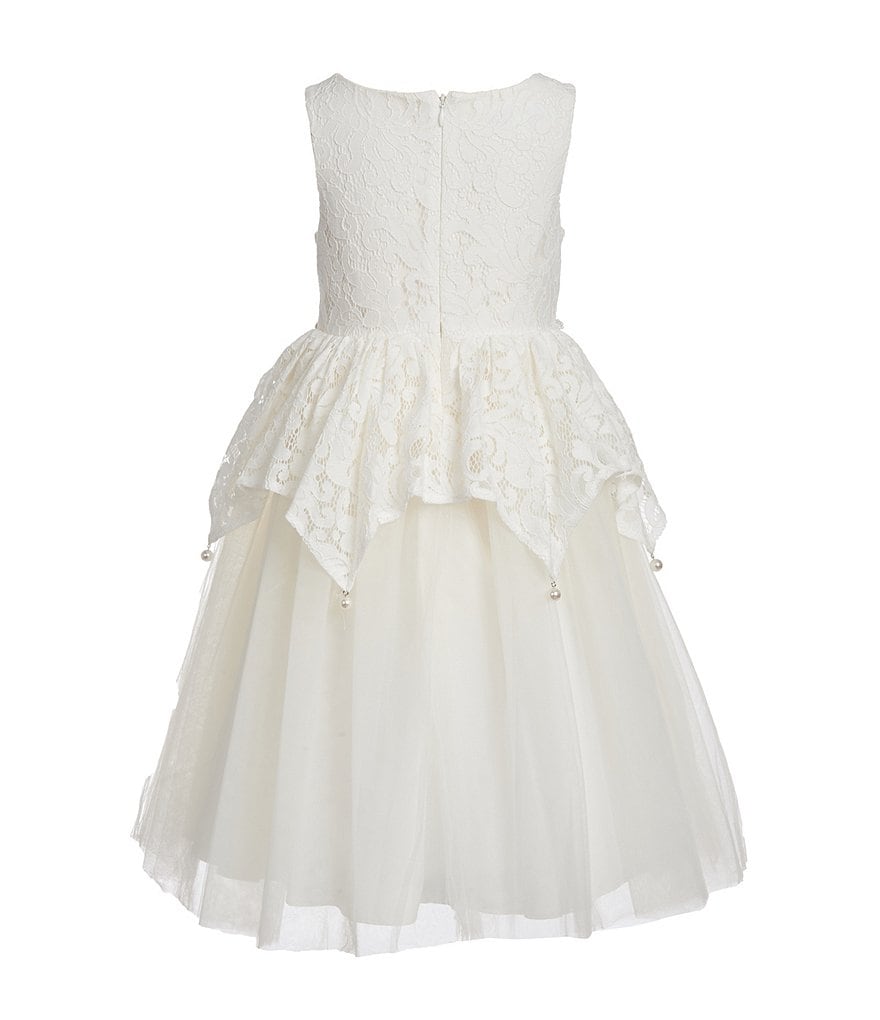Badgley Mischka Little Girls 4-6X Jeweled Lace Peplum Dress