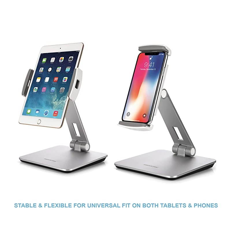 Professional Business POS Tablet Stand Flexible Tablet Mount for Home Office amp Commercial Desktop with 360&deg; Swivel Holders for Any 414quot Display Tablets or Cell Phones Silver