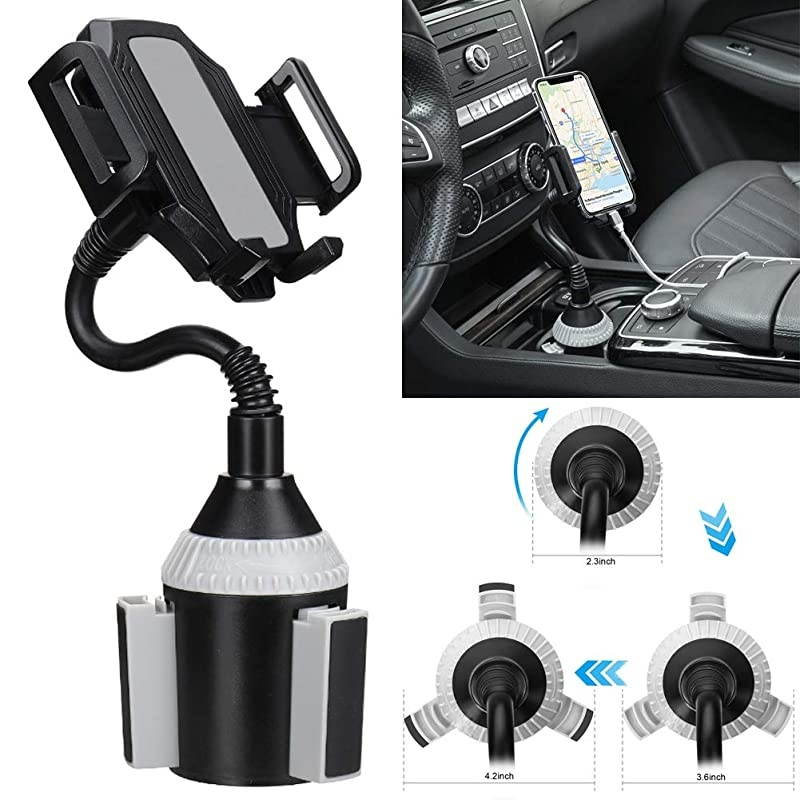 Phone Holder for Car-Upgraded  Cup Holder Phone Mount-Gooseneck Car Phone Holder -Universal Cell Phone Holder -Car Cradle-for iPhone 12 Pro Max/11/XR/XS/X/8 Samsung S20 Ultra/Note 20 (Gray)