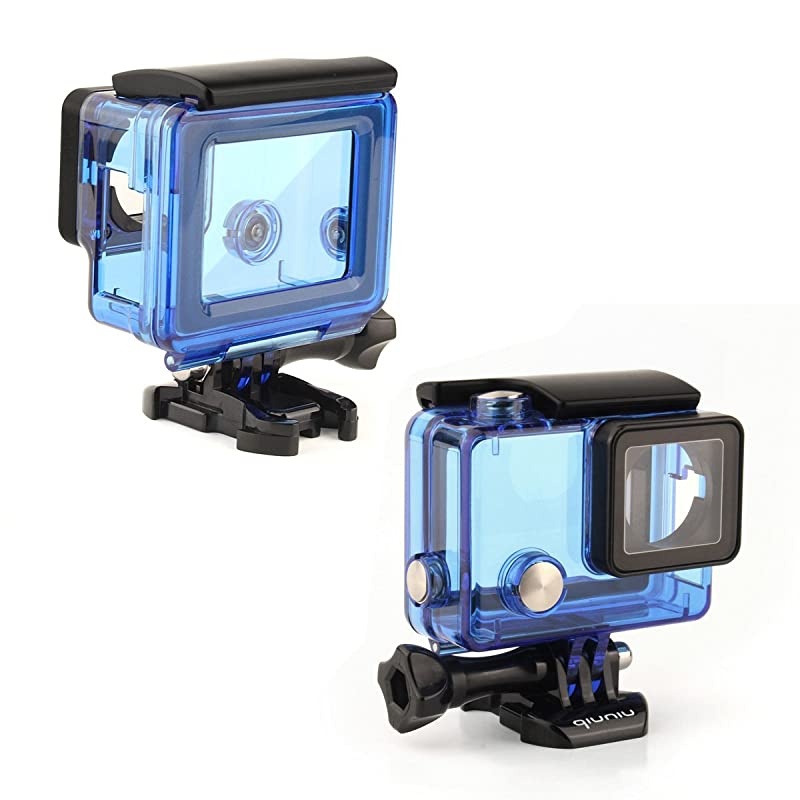 Open Protective Skeleton Housing Case with LCD Touch Backdoor for GoPro Hero 4 GoPro Hero 3 and GoPro Hero 3+ Transparent Blue