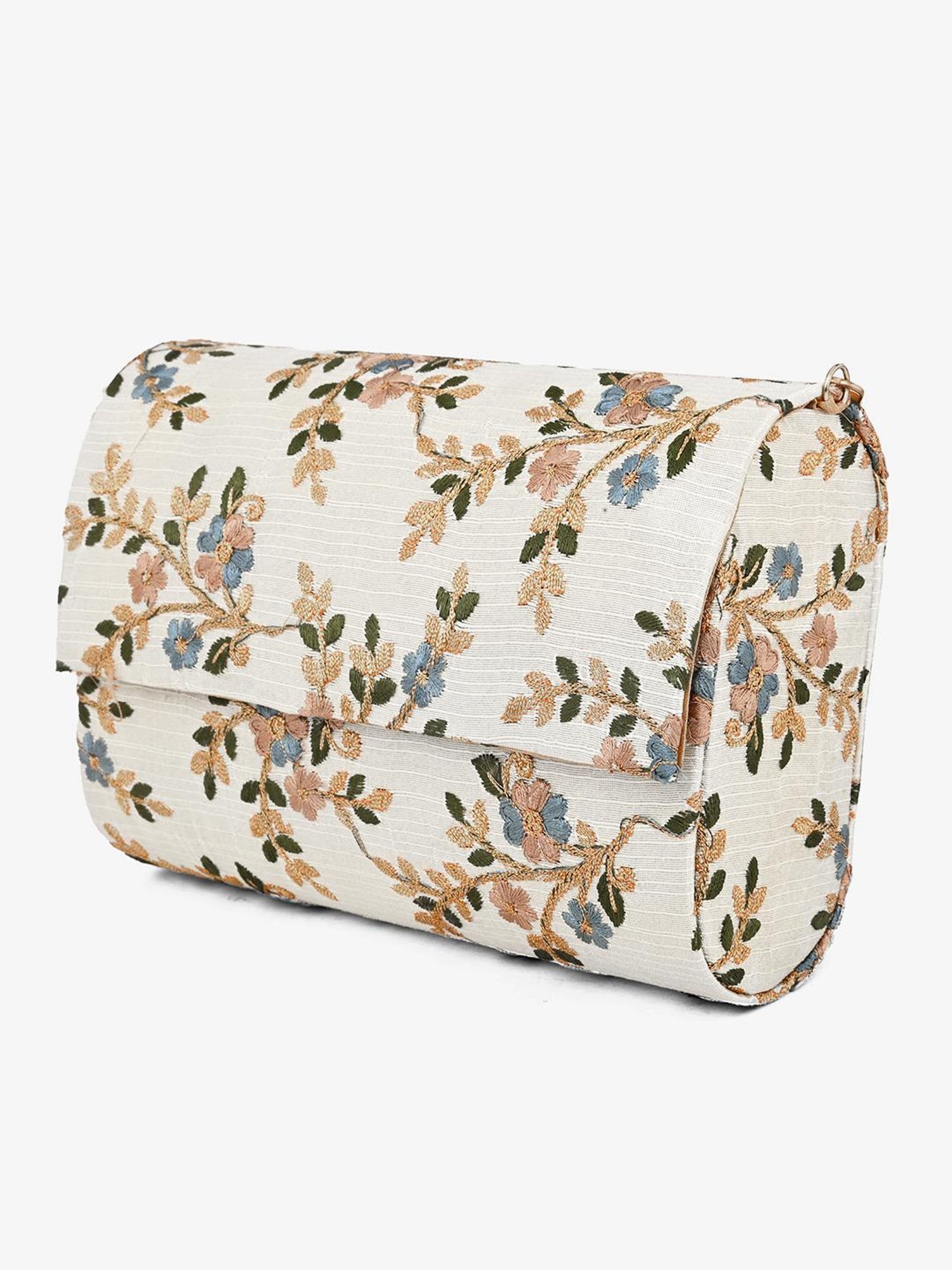 Gaurapakhi White Embroidered Envelope Clutch