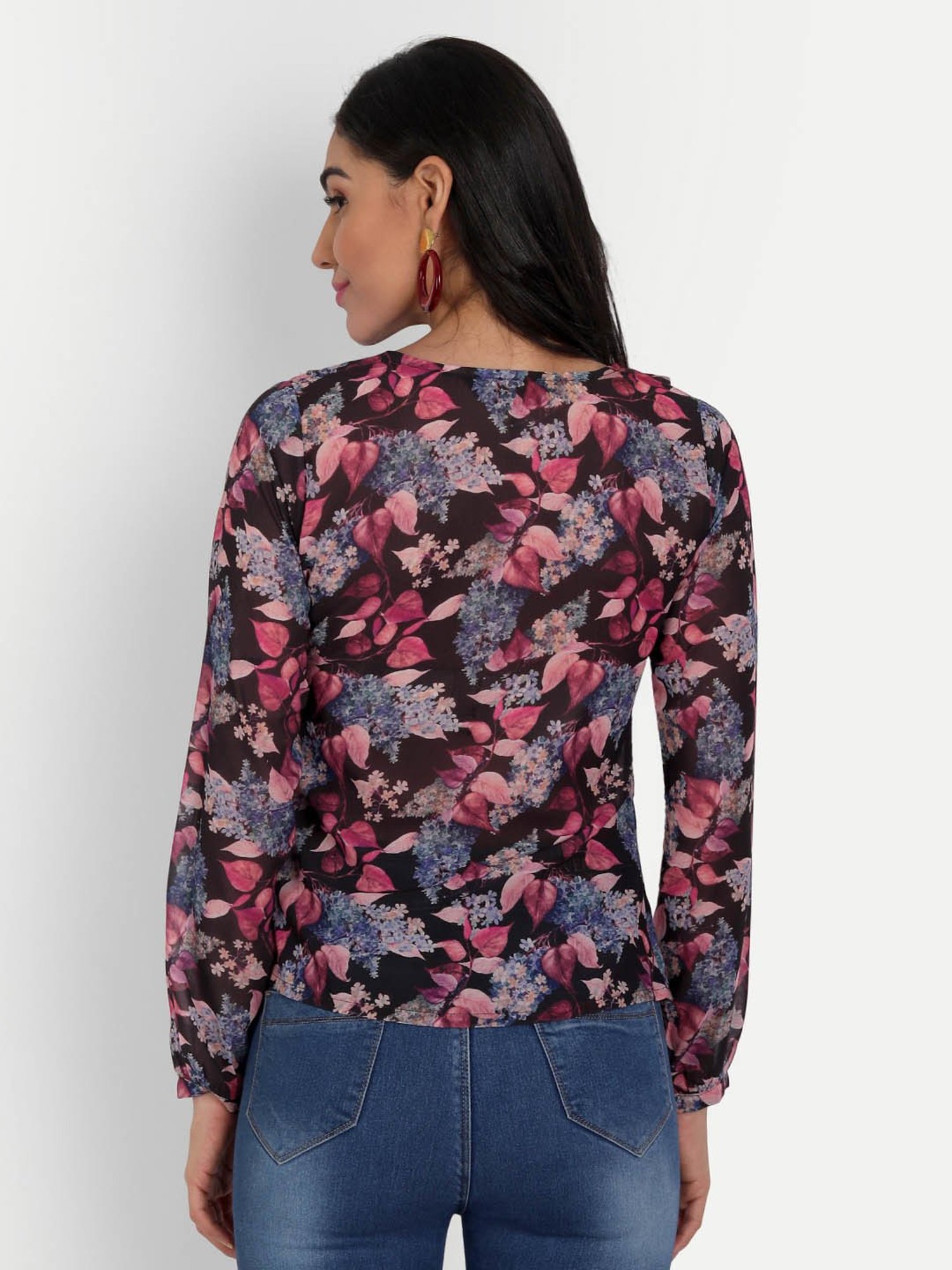 MASAKALI.CO Black Floral Print Top