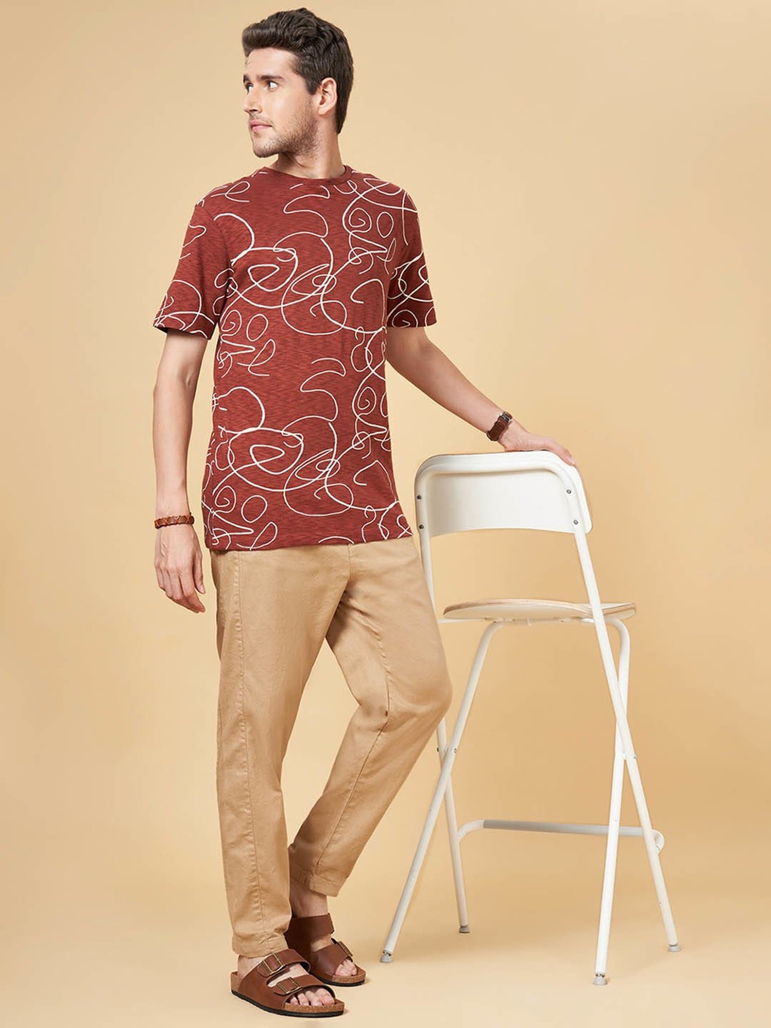 7 Alt by Pantaloons Khaki Comfort Fit Trousers