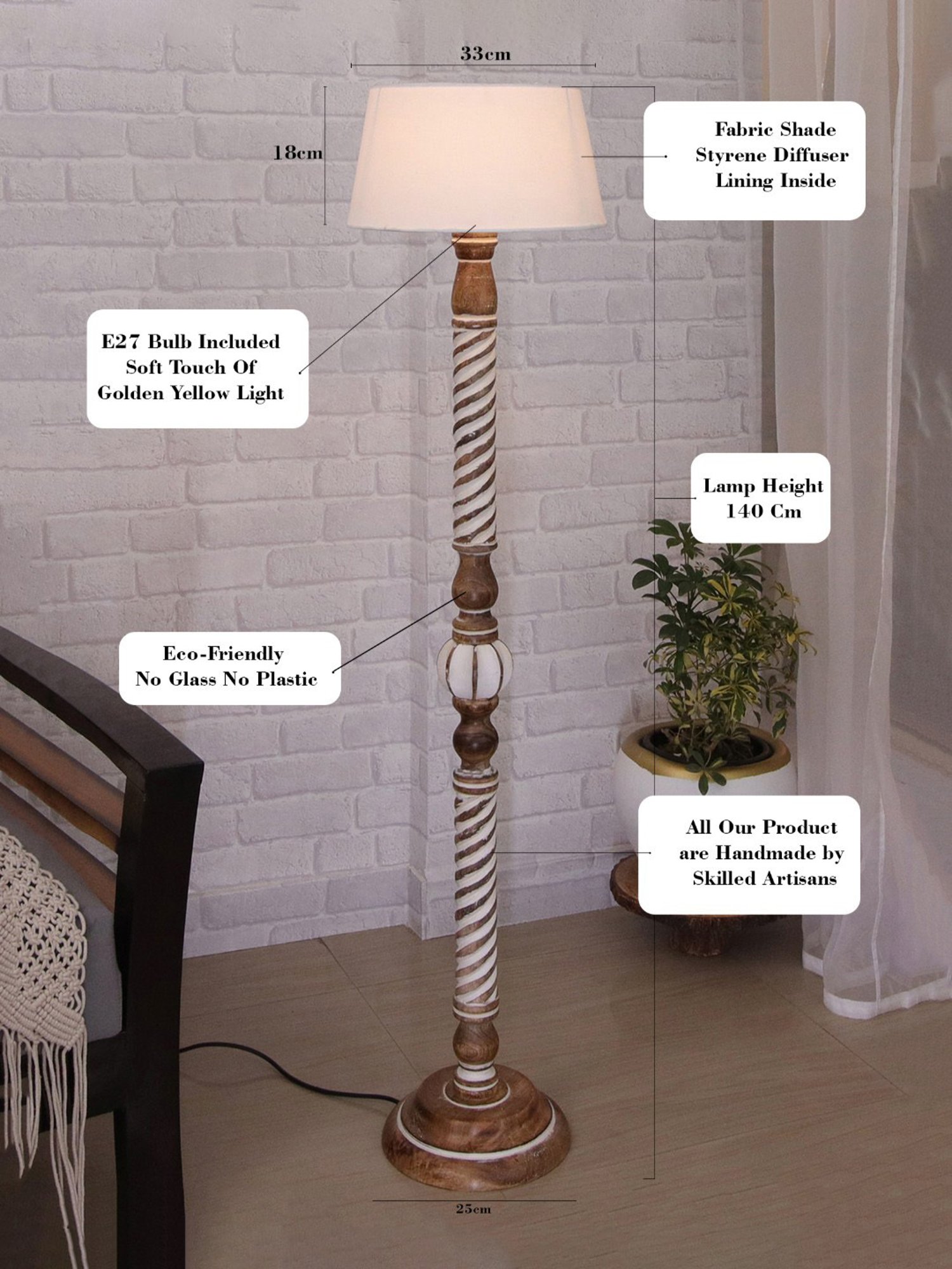 64" x 8.9" x 10.5" Smart Light Full Spectrum Floor Lamp (Includes LED Light Bulb) White - Verilux