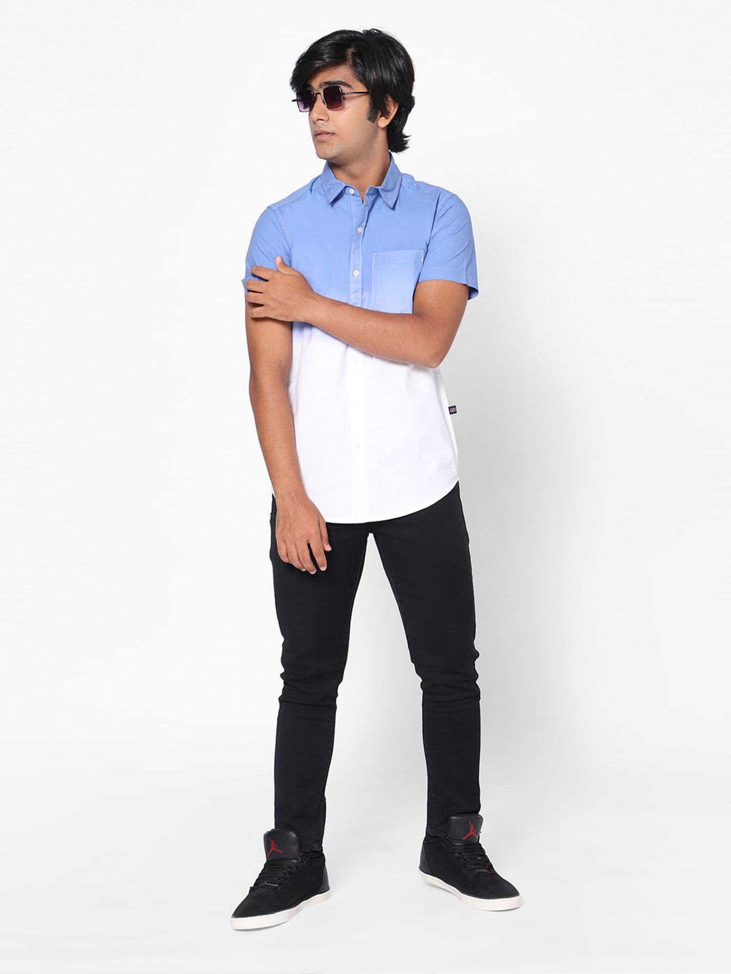 TeenTrums Boys White & Blue Tie & Dye Shirt