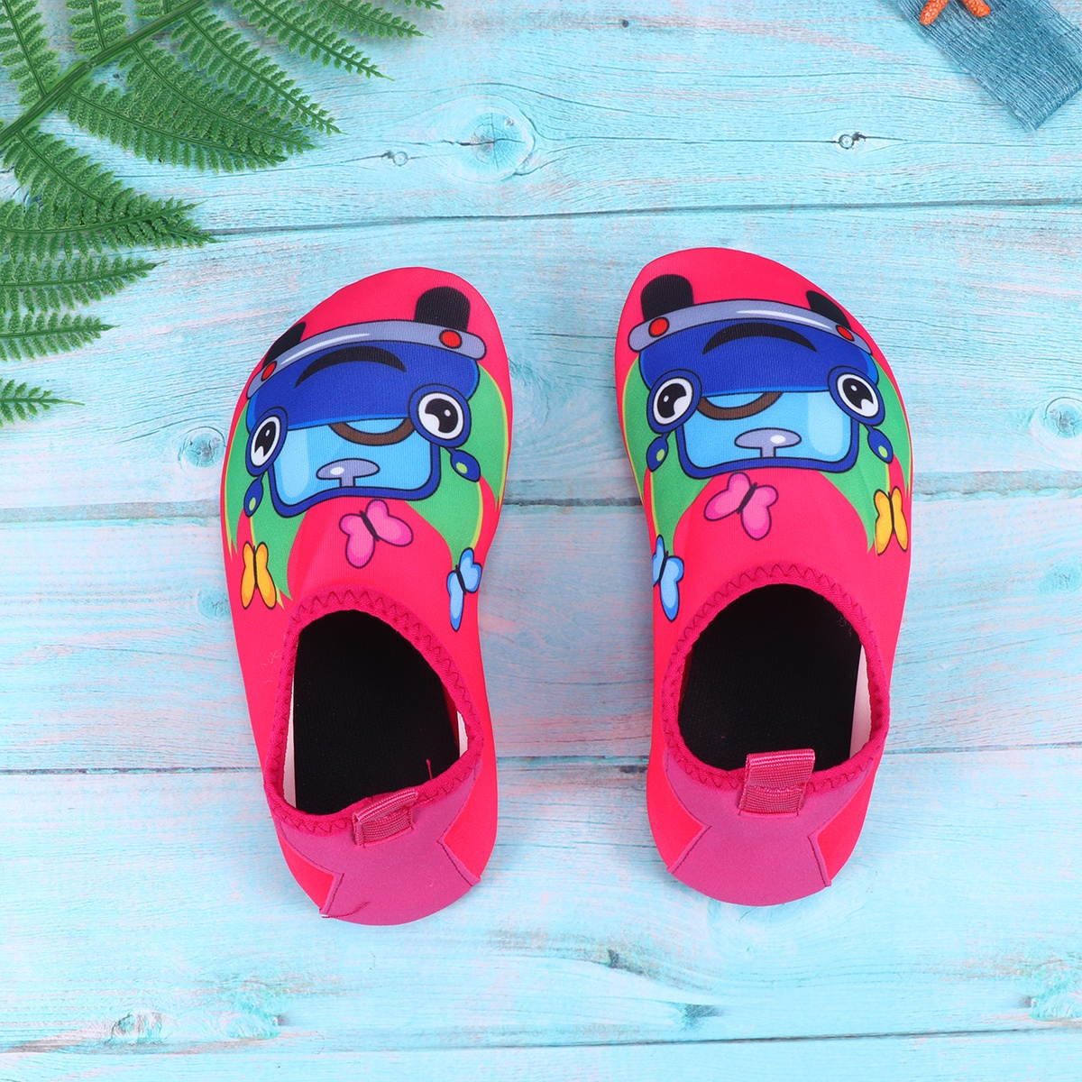 1 Pair Quick Dry Snorkeling Shoes Summer Anti-slip Beach Socks Cartoon Printing Swimming Footwear for Kids Girls Swimming Diving (Pink Size 24-25 15.5CM,9.5US,9UK,26.5EU,3.93Inch)
