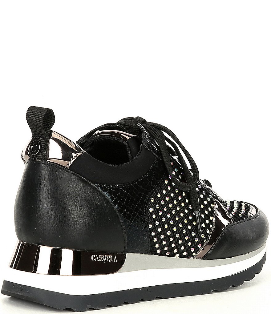 Carvela Ling Crystal Mesh Detail Lace-Up Sneakers