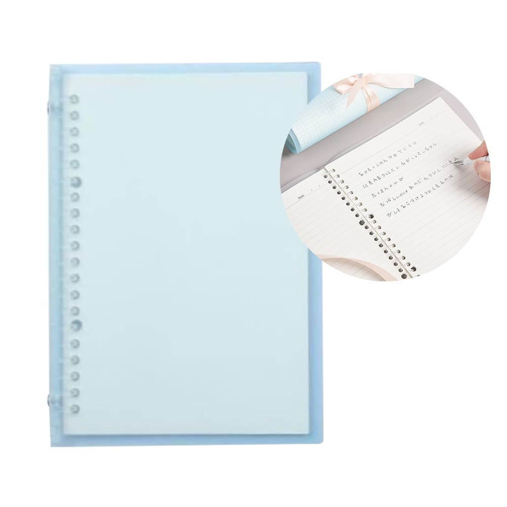 Transparent A5 Refillable Notebook 20 Rings/Holes Loose Leaf Binder Flexible Waterproof PP Cover 30 Sheets Ruled Lined Paper Refillable Binder for Office Home School Students Supplies