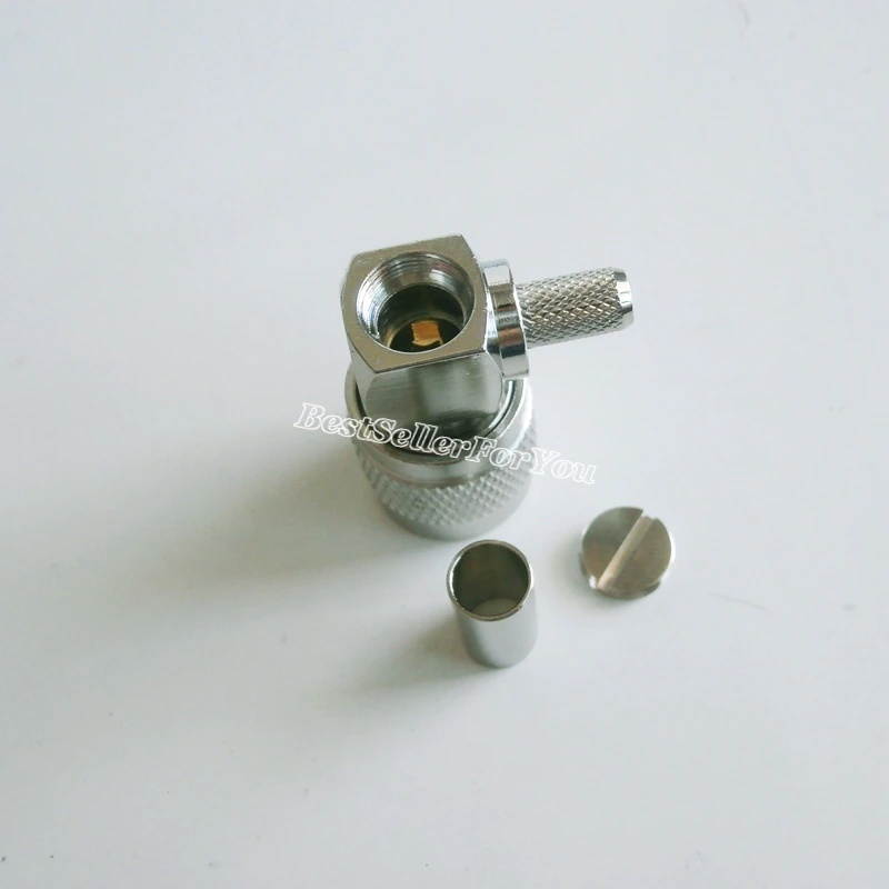 TNC male plug 90 Degree crimp RG58 RG142 LMR195 RG400 cable right angle Connector