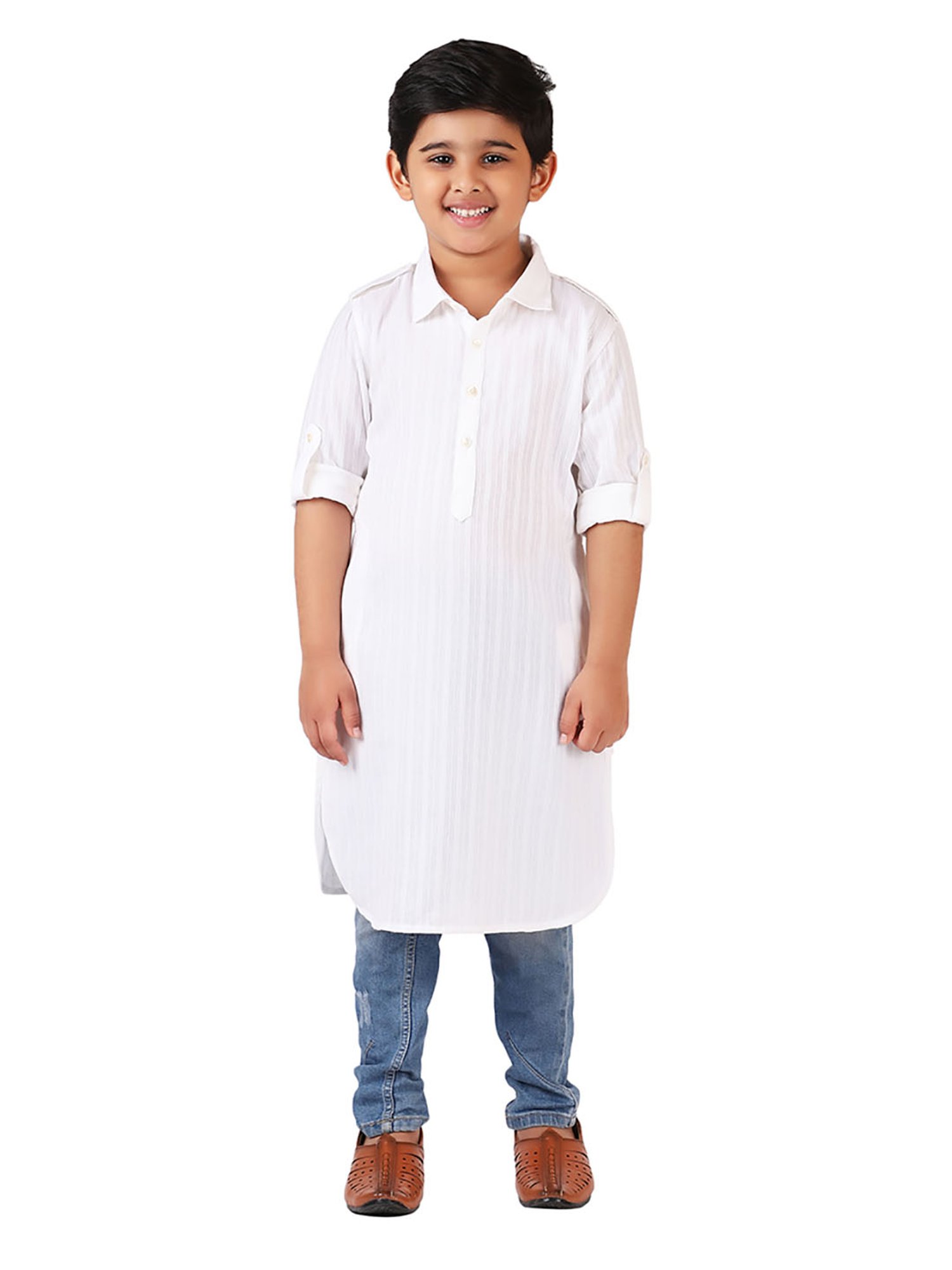 TABARD Kids Red Printed Full Sleeves Kurta
