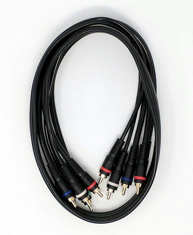 RiteAV - 3 feet Component Video Cable and Dual RCA Audio, 5 RCA, HDTV - Black