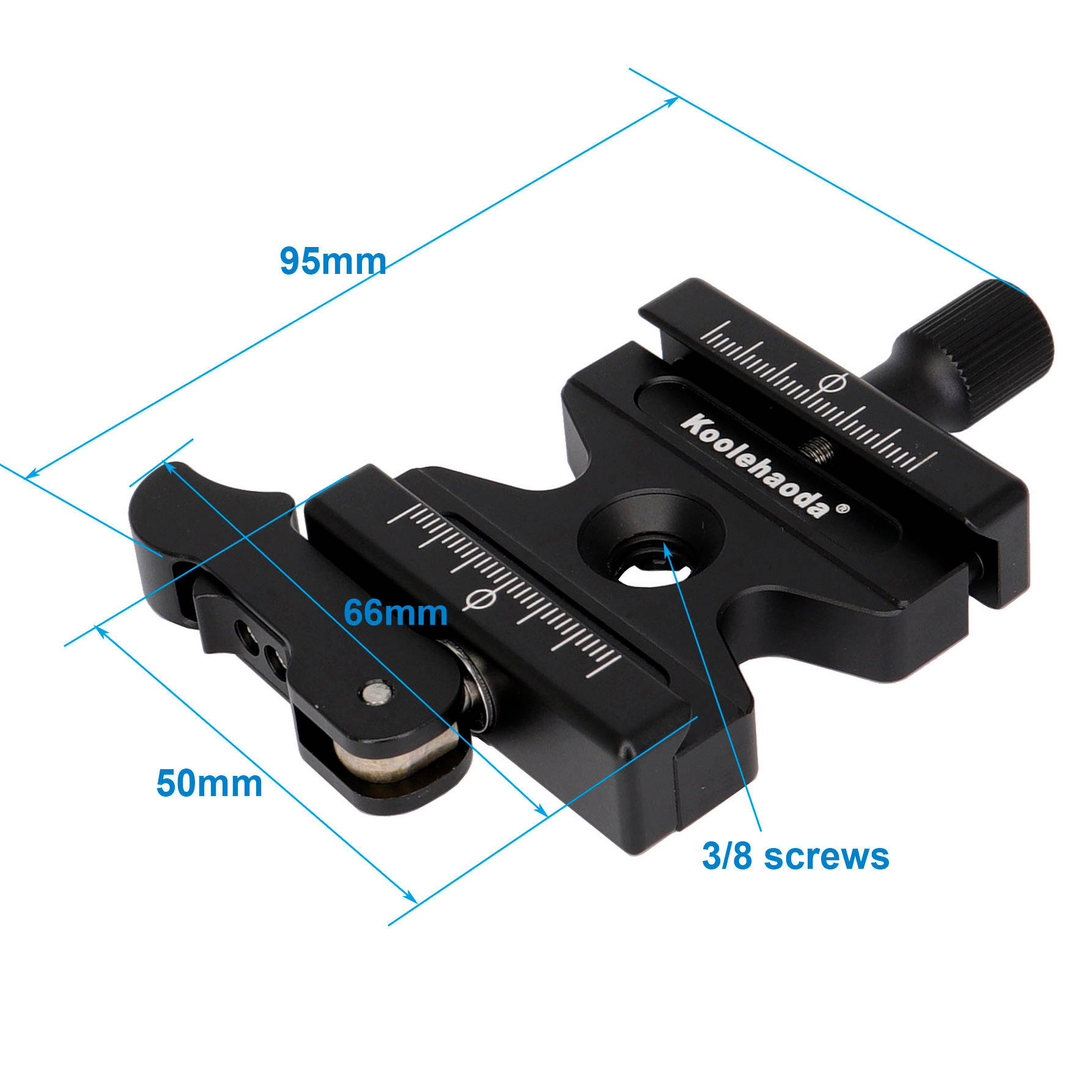 koolehaoda Quick Release Plate Clamp + Quick Release Plate with Adjustable Lever and Knob Solid Aluminum Compatible with AS Standard Interface Ball Head Or Tripod Etc