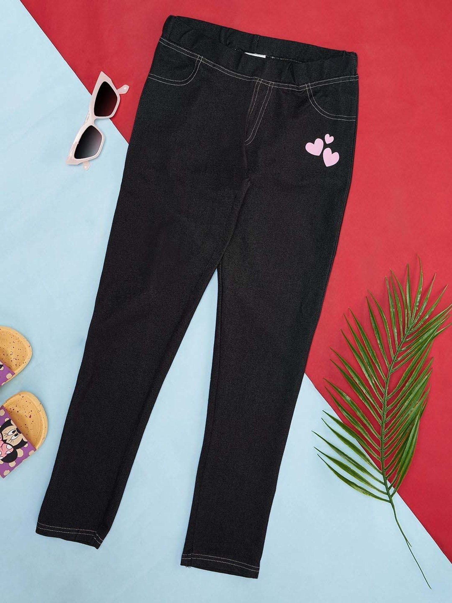 YU by Pantaloons Girls Black Printed Jeggings