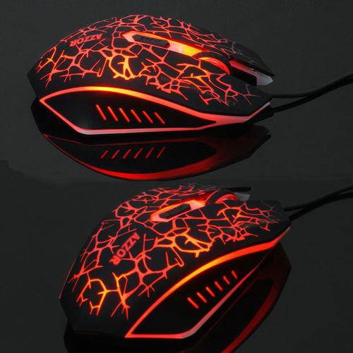 6D 2400DPI AZZOR Phantom Glare 6 Buttons Usb Wired Gaming Mouse 7 Colors LEDs