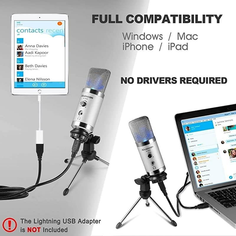 USB Microphone  Computer Mic with Headphone Monitor Jack for Mac amp Windows PC Laptop Podcasting Studio Recording Steaming Twitch Voiceover PS4 Gaming YouTube Videowith Desktop Stand