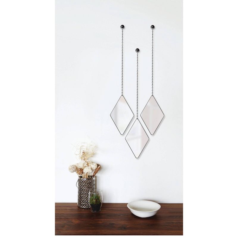 Set of 3 Dima Diamond Wall Mirror Black - Umbra
