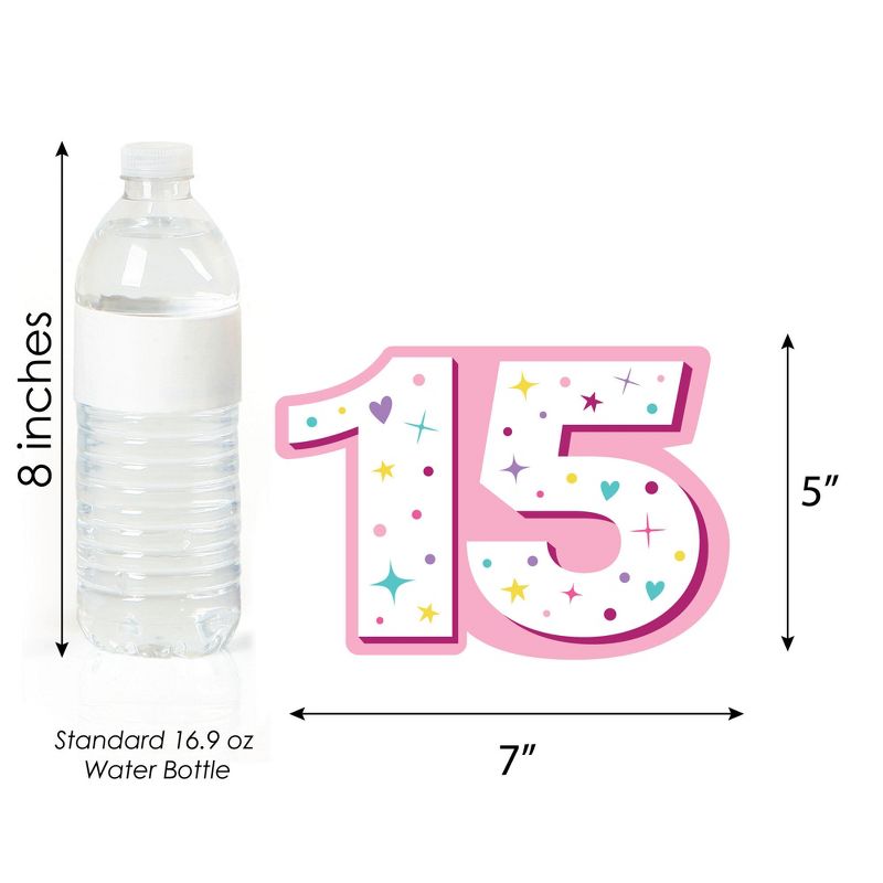 Big Dot of Happiness Girl 15th Birthday - Decorations DIY Teen Birthday Party Essentials - Set of 20