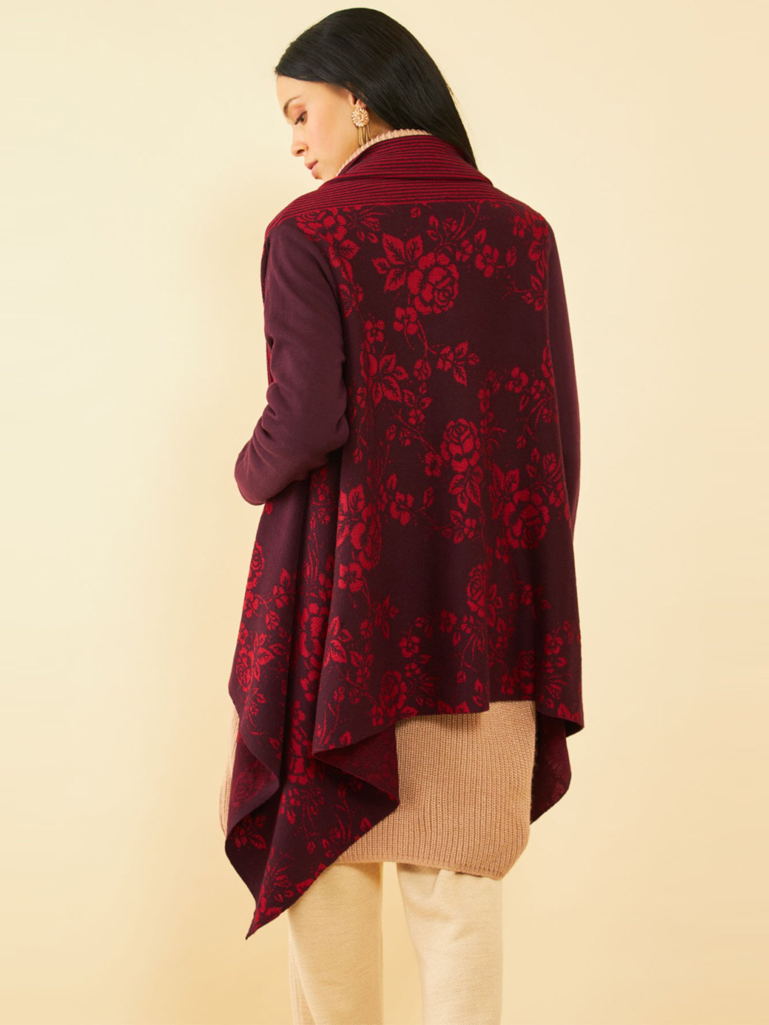 Soch Maroon Floral Print Shrug