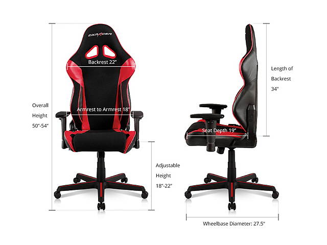 DXRacer Ergonomically Designed Racing Series RAA106 Black and Red Strong Mesh and PU Leather 135-degree Recline High-End Gaming Chair with Neck and Lumbar Support Pillow