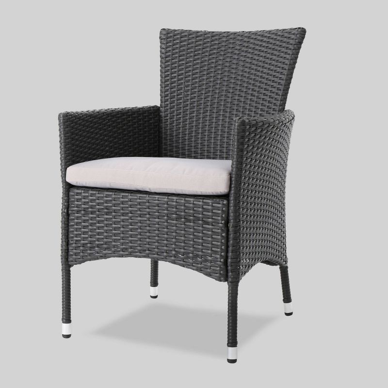 Nadia 9pc Wood and Wicker Expandable Dining Set Gray - Christopher Knight Home