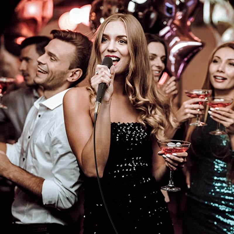 Dynamic Karaoke Microphone for Singing with 5.0m XLR Cable, Metal Handheld Mic Compatible with Karaoke Machine/Speaker/Amp/Mixer for Karaoke Singing, Speech, Wedding, Stage and Outdoor Activity