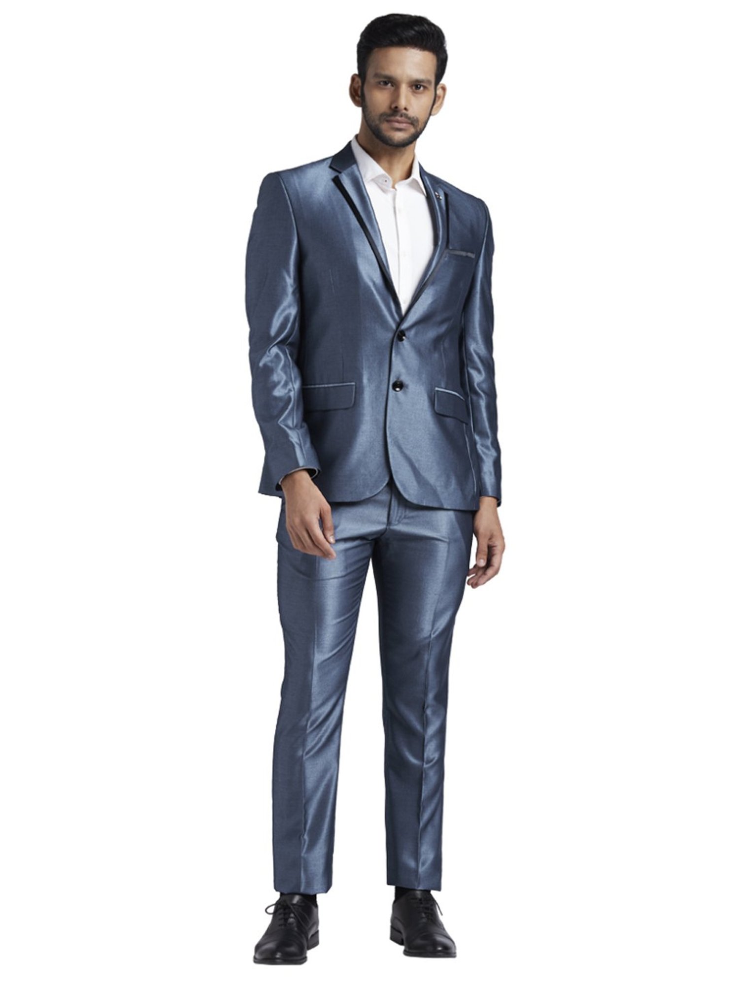 Parx Blue Regular Fit Two Piece Suit