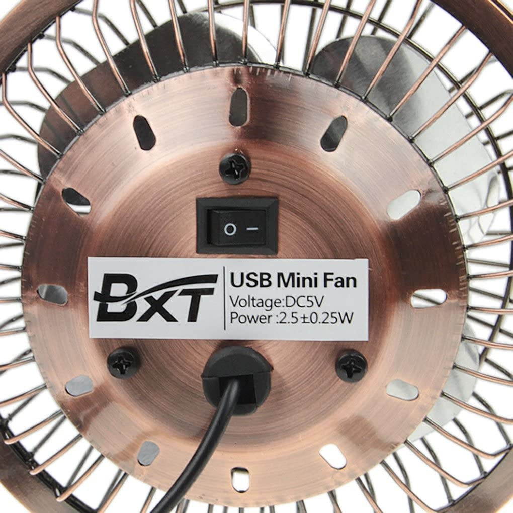 BXT Greenery 360 Degree Quietness Metal Desktop Laptop PC USB Plug Charger Mini Desk Cool Fan (6'' Pink)