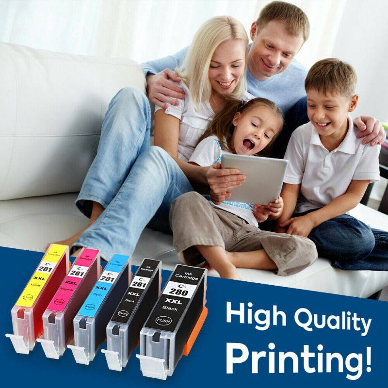 5PK PGI-280XXL CLI-281XXL Ink for Canon Pixma TR7500 TR7520 TR8500 TR8520 TS702 TS6120 TS6220 TS8320 TS8120 TS8220 TS9120 TS9520 TS6320 TS9521C TS9100