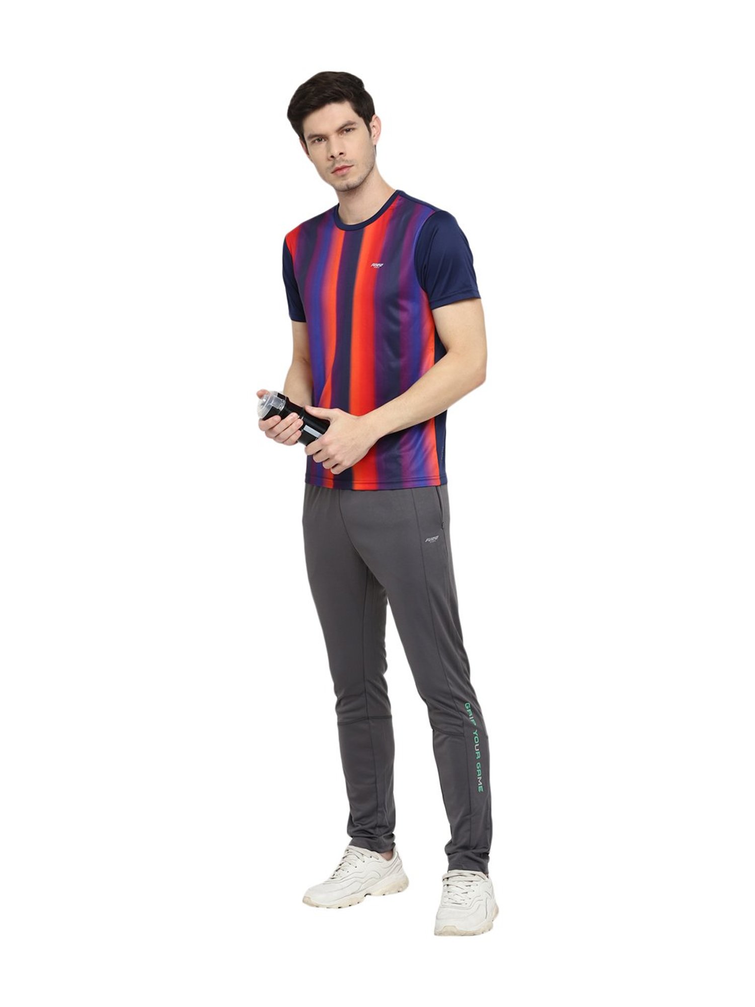 Furo by Red Chief Blue Round Neck Striped T-Shirt