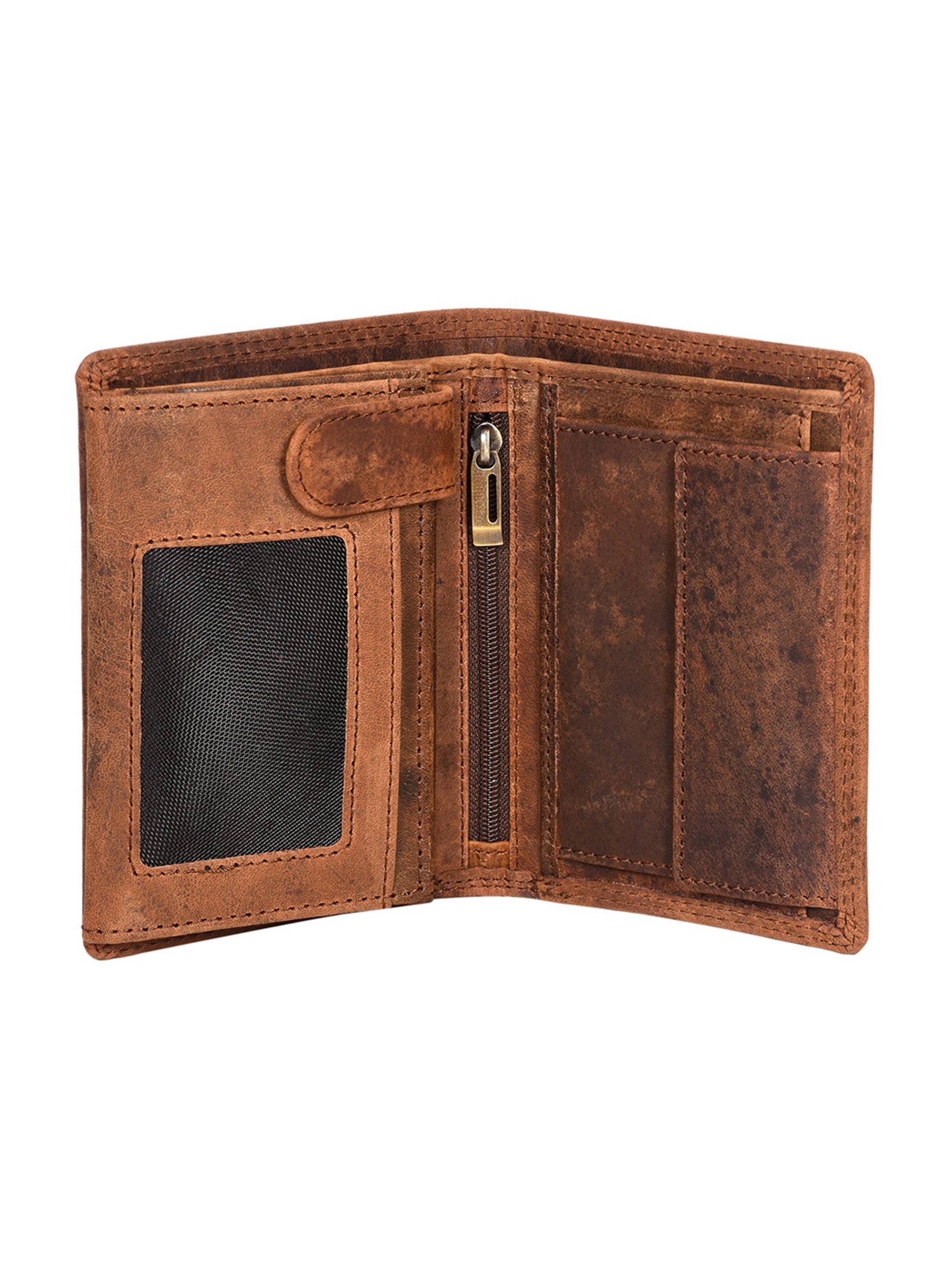 SASSORA Brown ARLO Textured Small Leather Bi-Fold Wallet