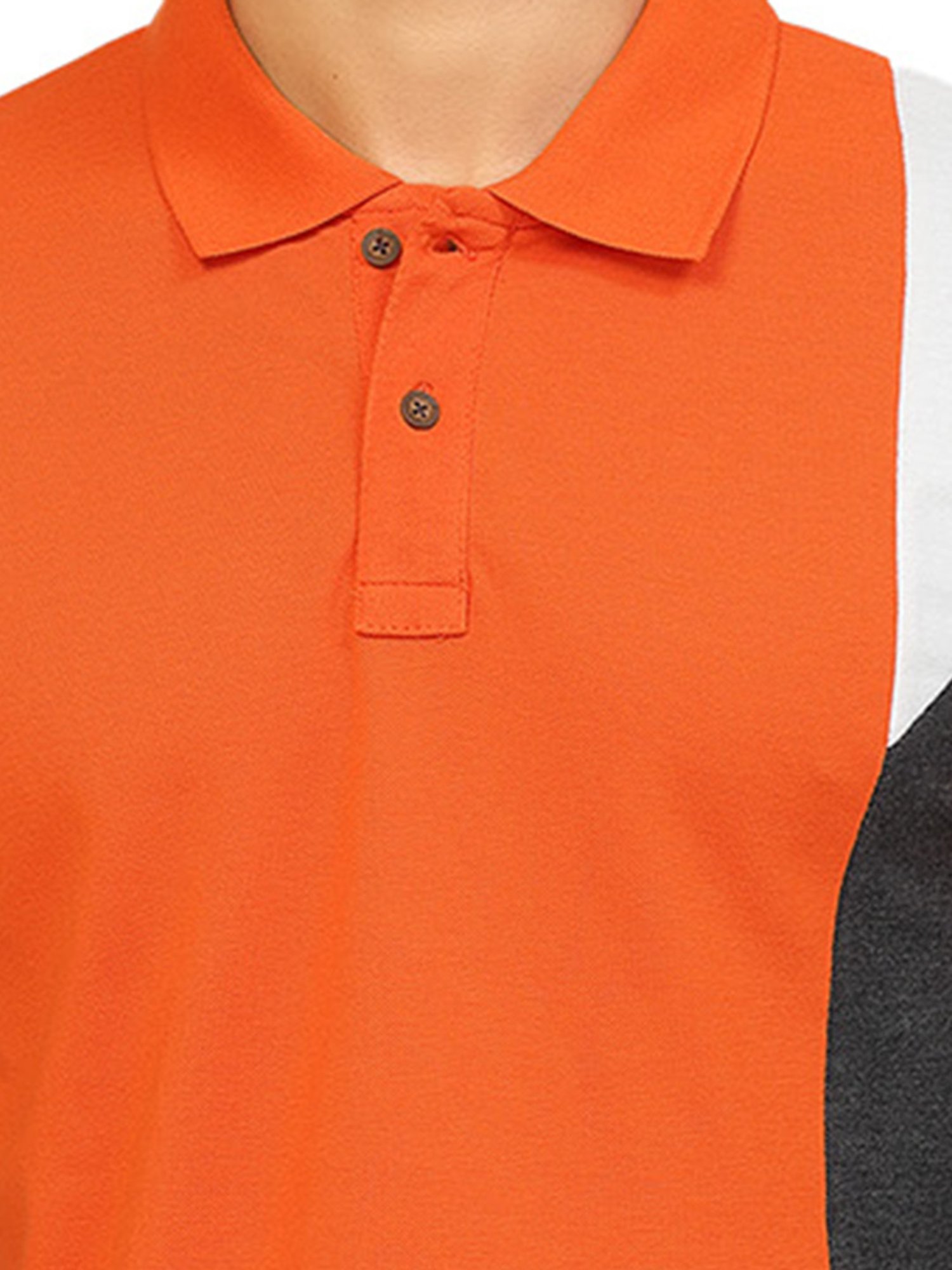 Kalt Orange & Dark Grey Regular Fit Polo T-Shirt