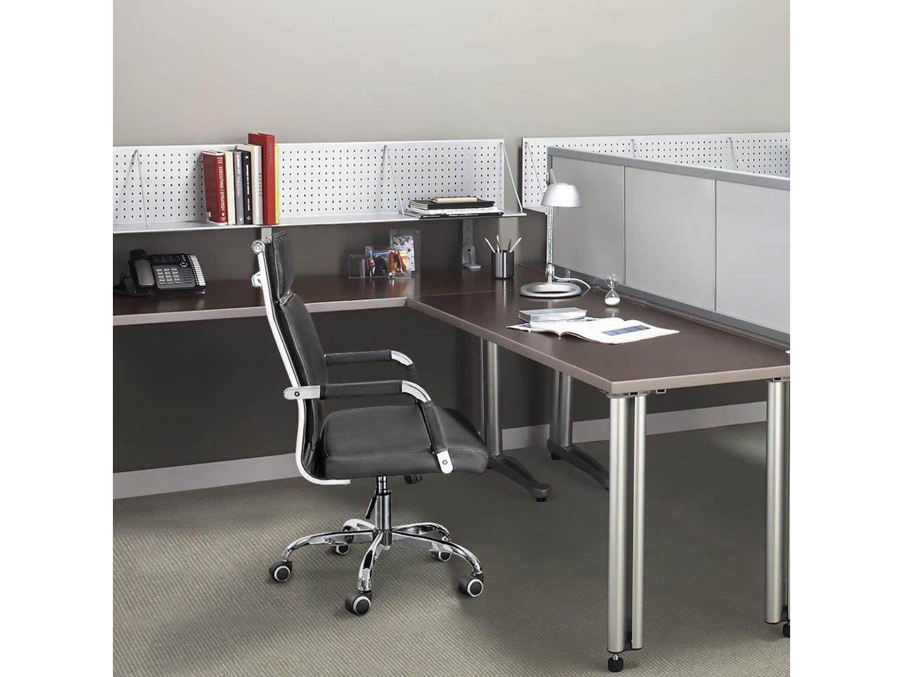 Homall Office Desk Chair Mid-Back Computer Chair Leather Executive Adjustable Swivel Task Chair Conference Chair with Armrests (White)