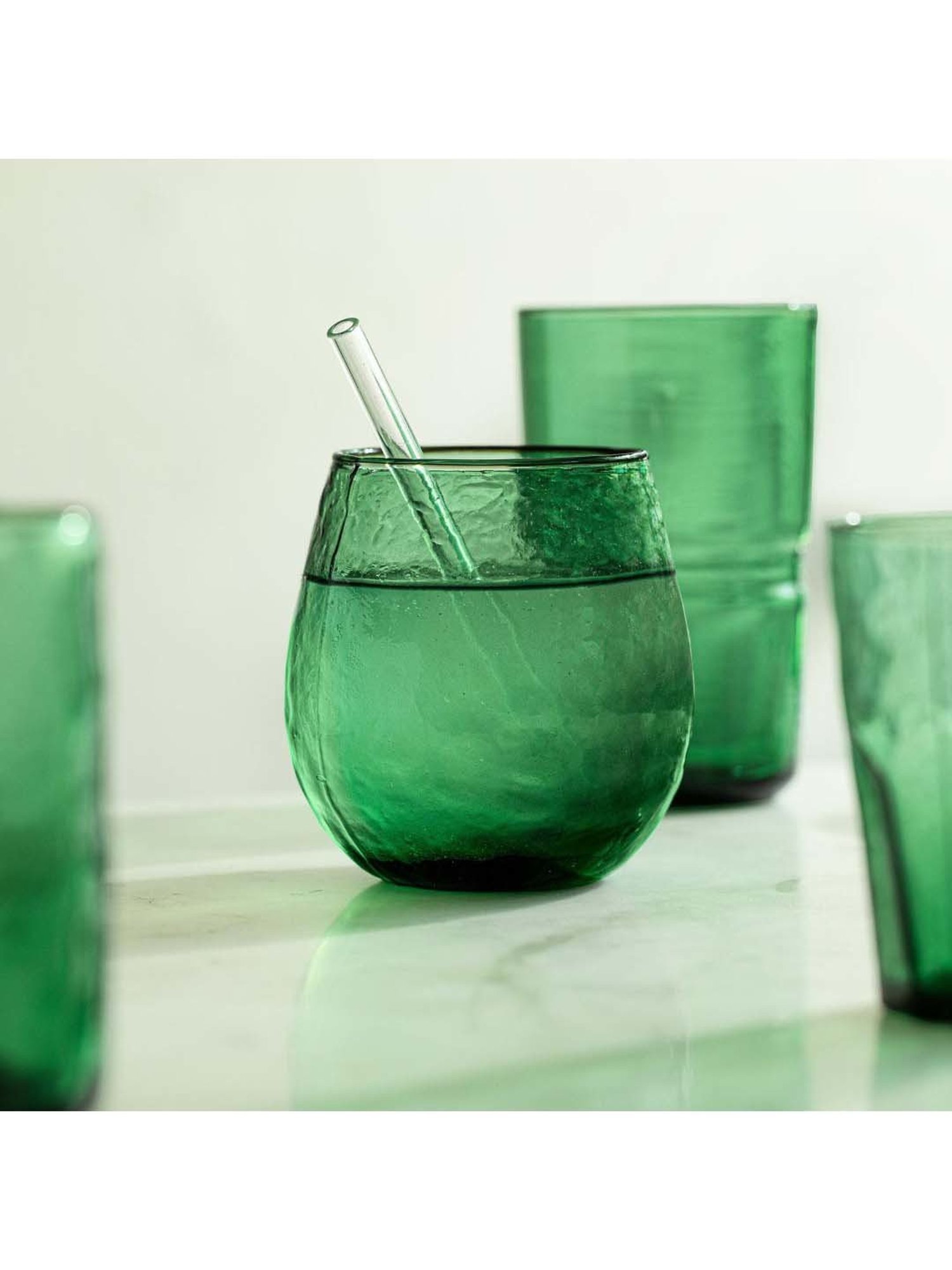 Melbify Roll Sip Transparent Cocktail Glass with straw 250ml - Set of 2