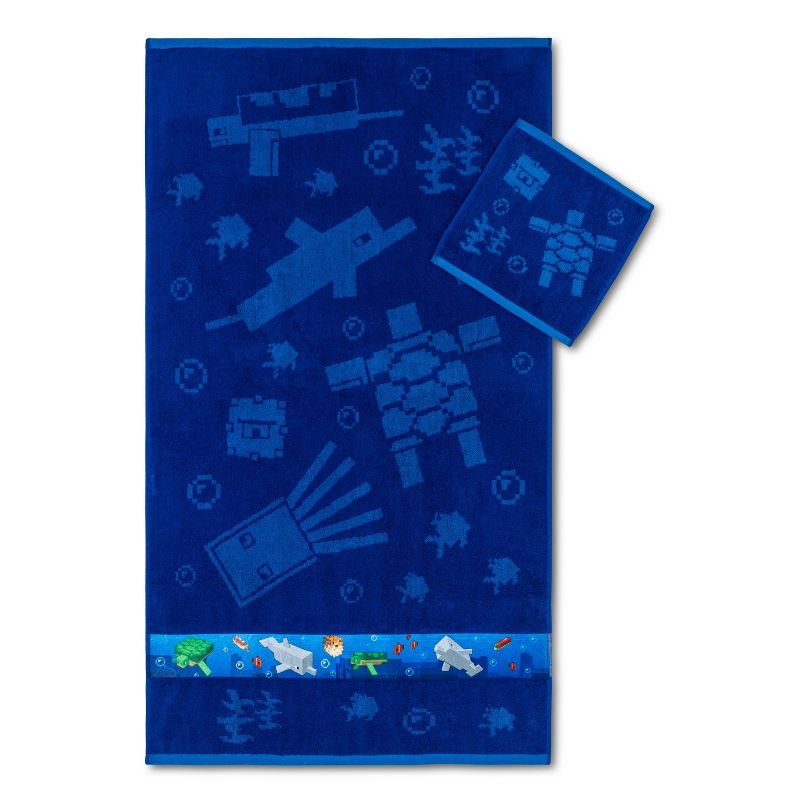 Minecraft Bath Towel Wash Cloth Set