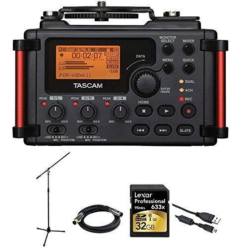 Tascam DR-60DMKII Portable Recorder for DSLR + 32 GB Card +XLR Cable +Mic.stand