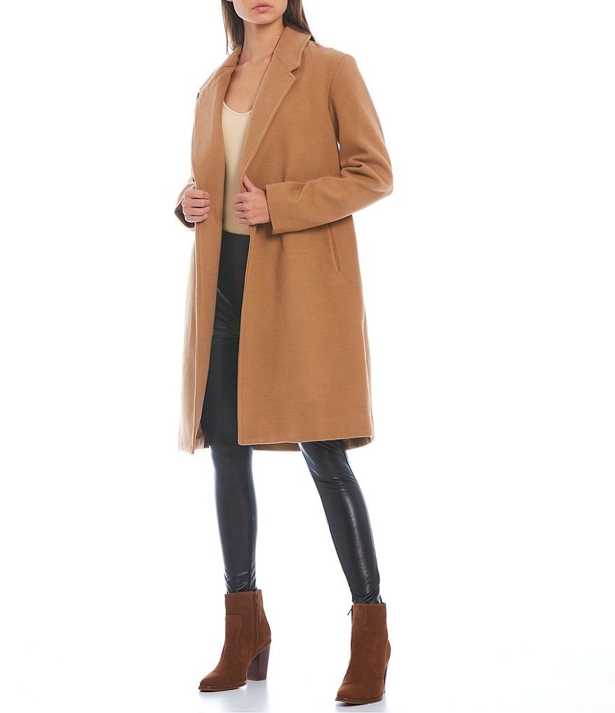 GB The New Long Sleeve Lined Notch Collar Single Breasted Peacoat