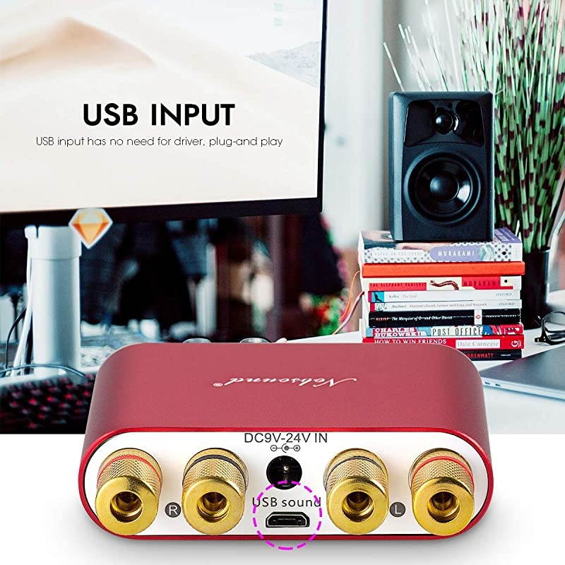 NS10G Mini Bluetooth 50 Digital Amplifier 100W HiFi Amp with Power Supply Red