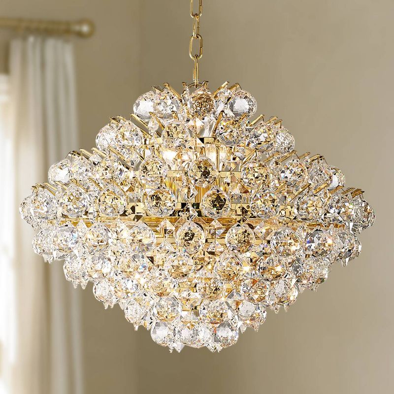 Vienna Full Spectrum Gold Crystal Pendant Chandelier 20" Wide 16-Light Fixture for Dining Room House Foyer Kitchen Island Entryway