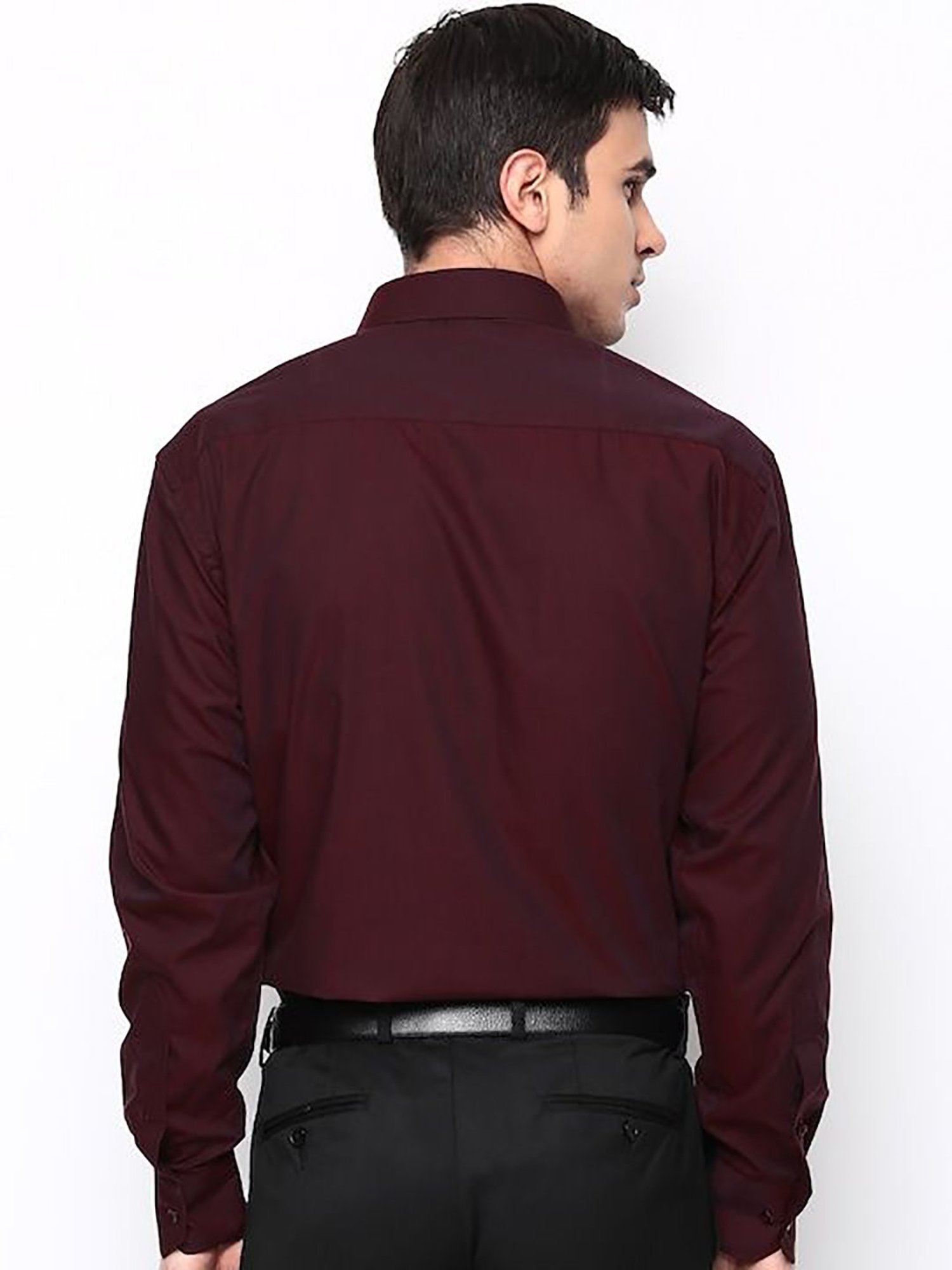 Hancock Maroon Regular Fit Solid Shirts