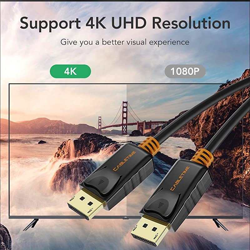 DisplayPort to DisplayPort Cable 6ft  DP 12 Cable 4K60Hz 2K165Hz 2K144Hz for Laptop PC TV Gaming Monitor Cable and etc