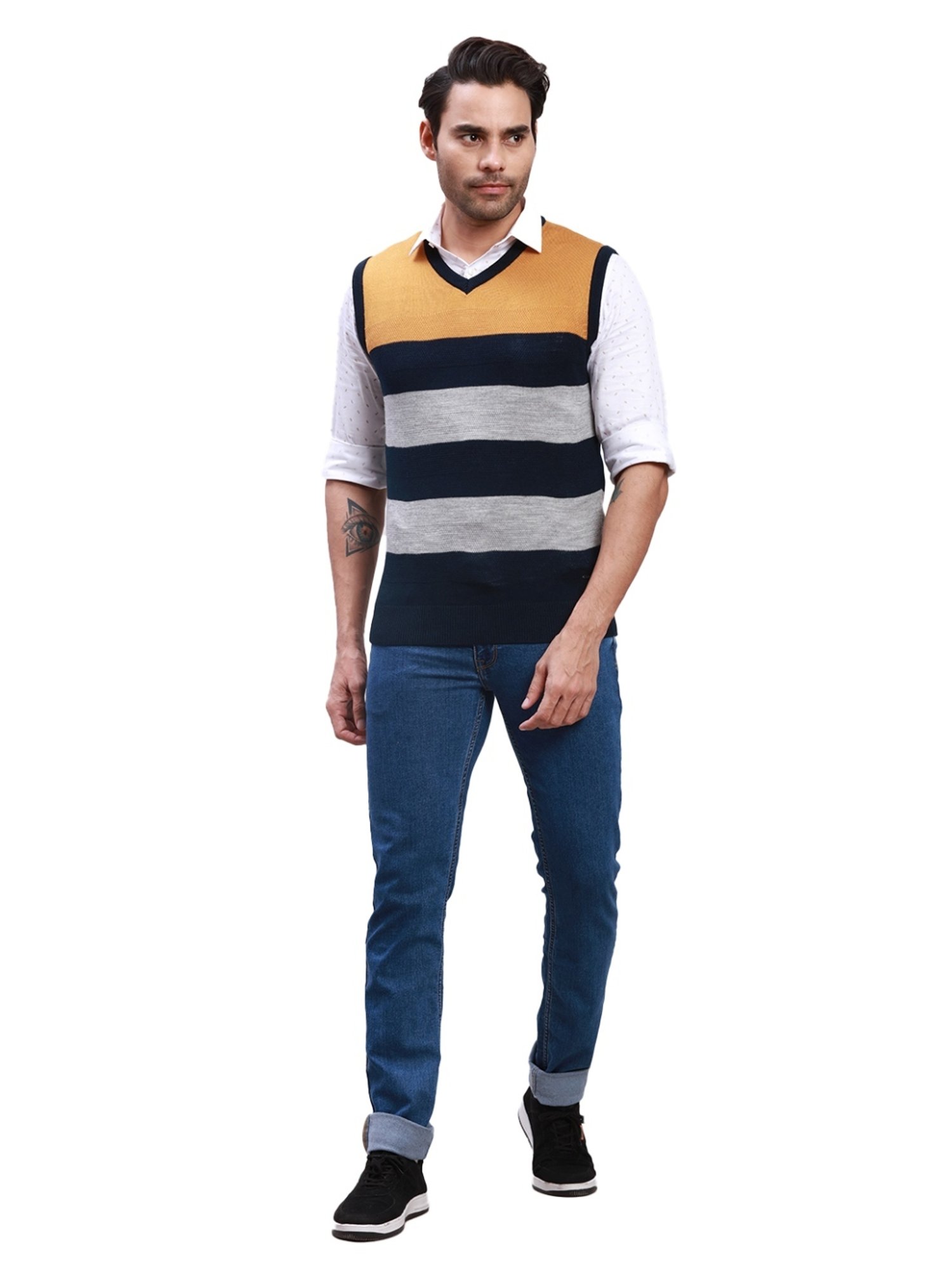 Duke Wine Self Striped Sweater