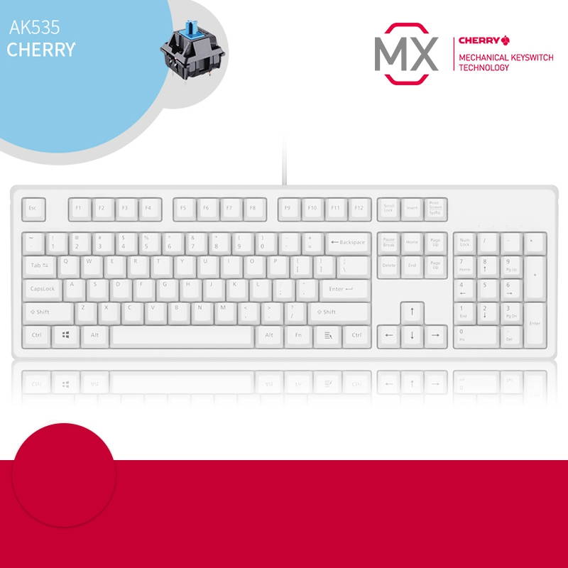 A-jazz AK535  N-key Rollover  Ergonomic Design,Cool Exterior USB Wired Cherry  MX Red Mechanical Gaming  Keyboard For Office And Game,  PBT Keycaps  - Blue Lotus ( No Light Version )