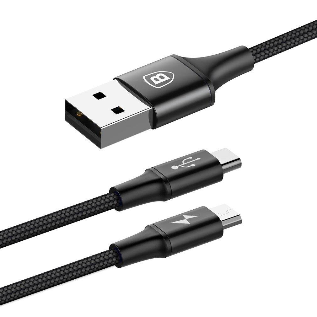 Baseus Rapid Series Micro USB Type-C 2-in-1 Charge Data Cable 1.2M for Android