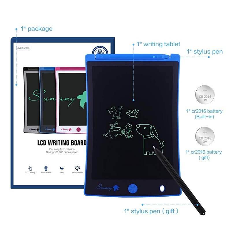 LCD Writing TabletElectronic Writing ampDrawing Board Doodle Board 85quot Handwriting Paper Drawing Tablet Gift for Kids and Adults at HomeSchool and Office Blue