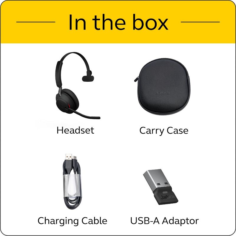Jabra Evolve2 65 USB-A UC Mono - Black Wireless Headset / Music Headphones