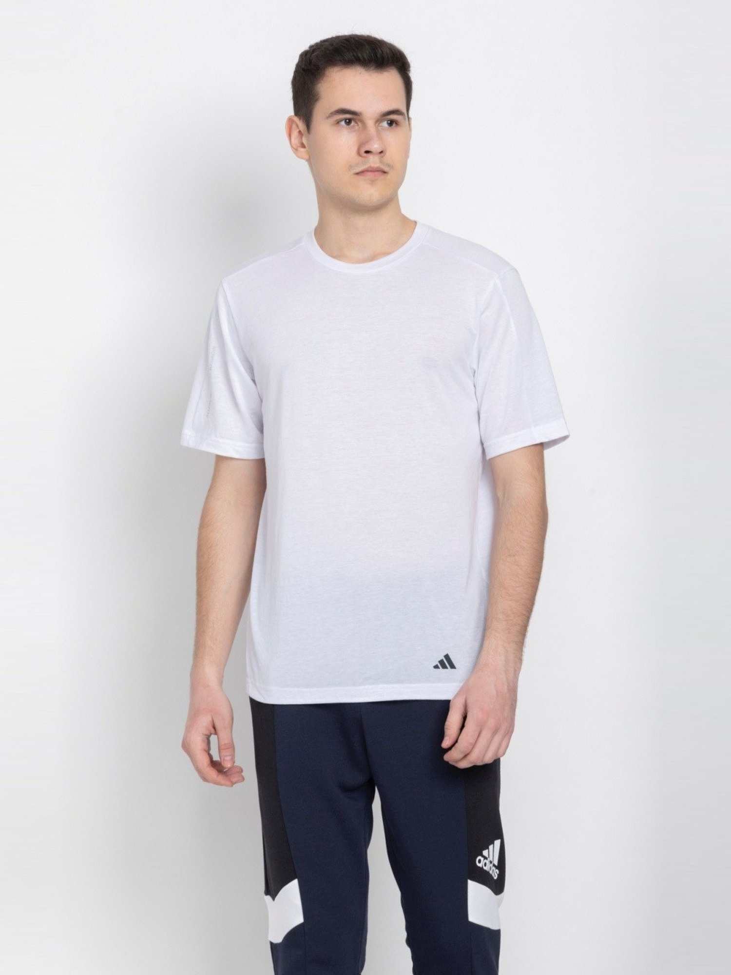 Adidas White Regular Fit Self Pattern Sports T-Shirt