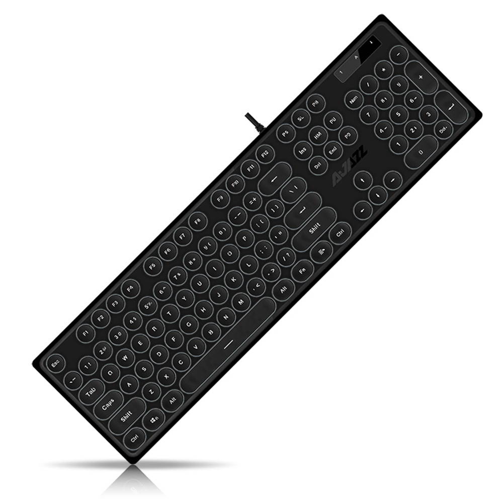 Wired Keyboard Retro Punk Round Keycap Mute White Backlit Ergonomic Slim Keyboard for Office Gamers Programmers Typists Laptop Computer