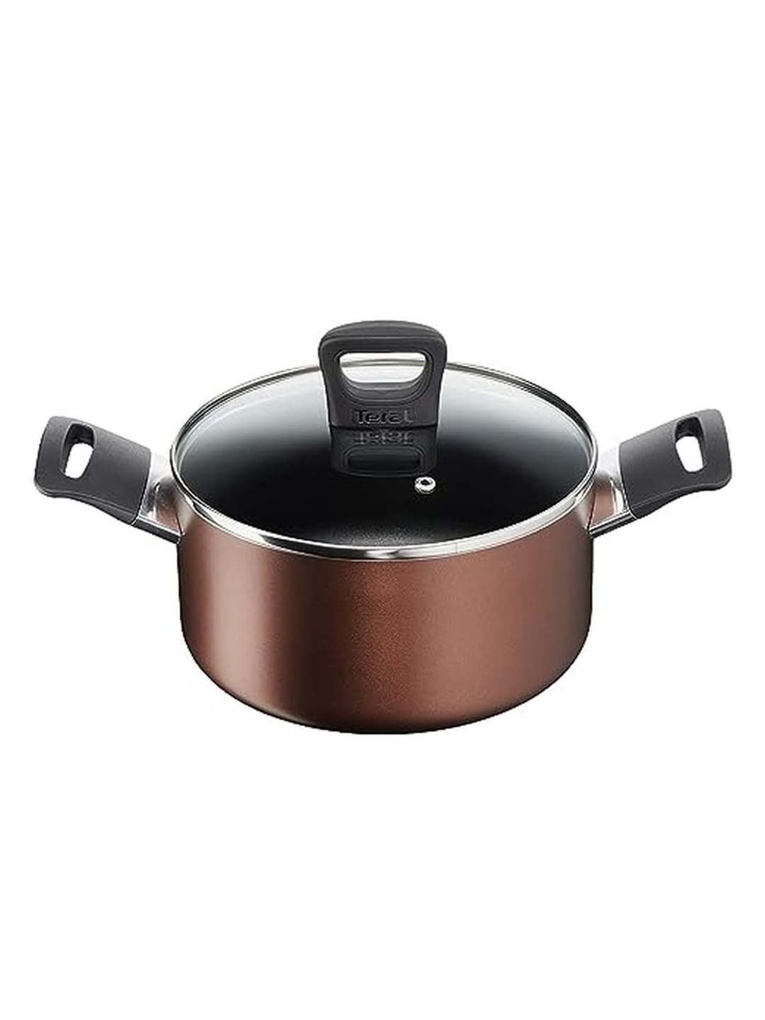 Tefal Super Cook Plus Brown Aluminium 20 cm Non Stick Stew Pot With Lid (3.8 L)
