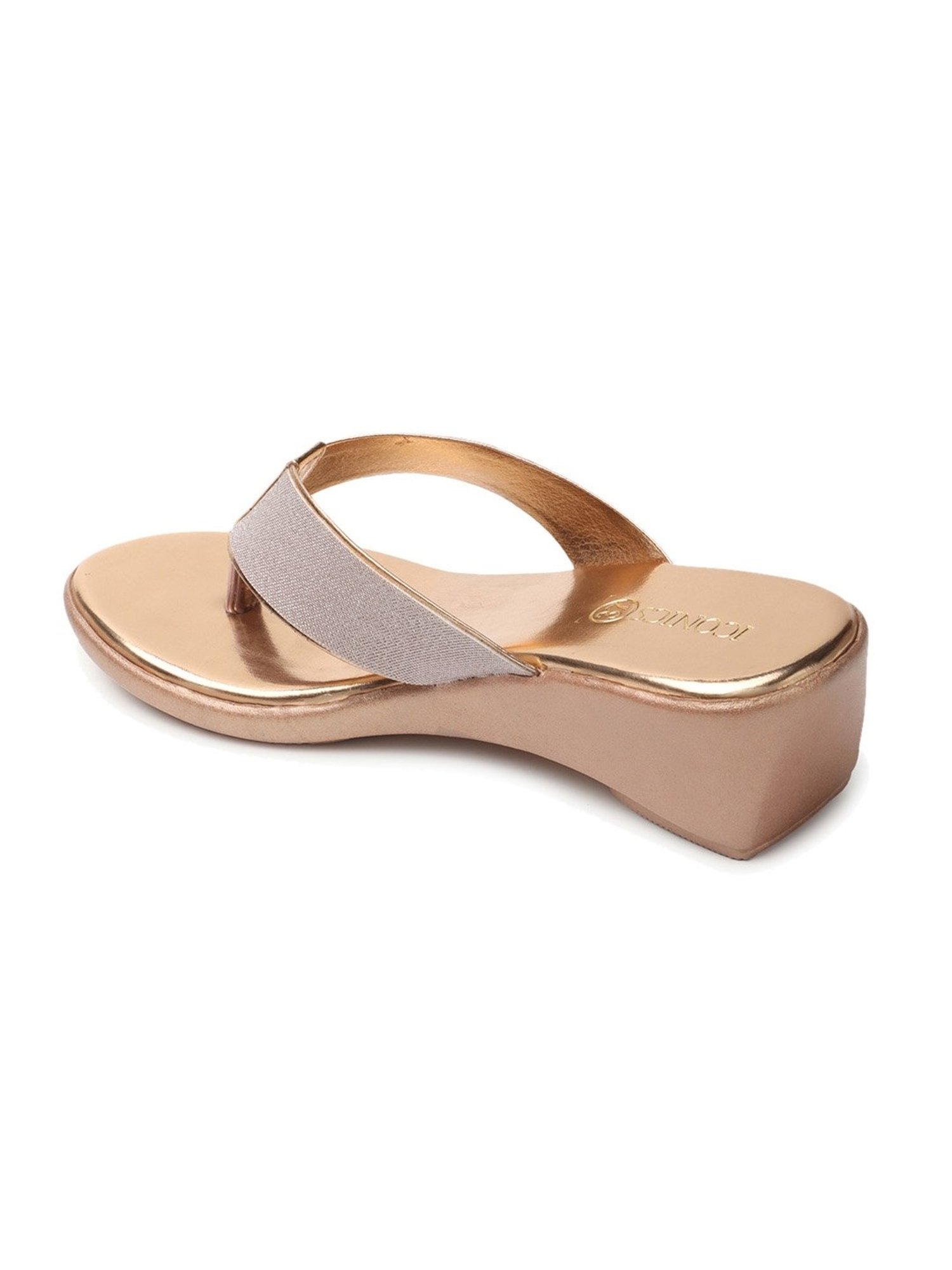 Iconics Women's Rose Gold Thong Wedges