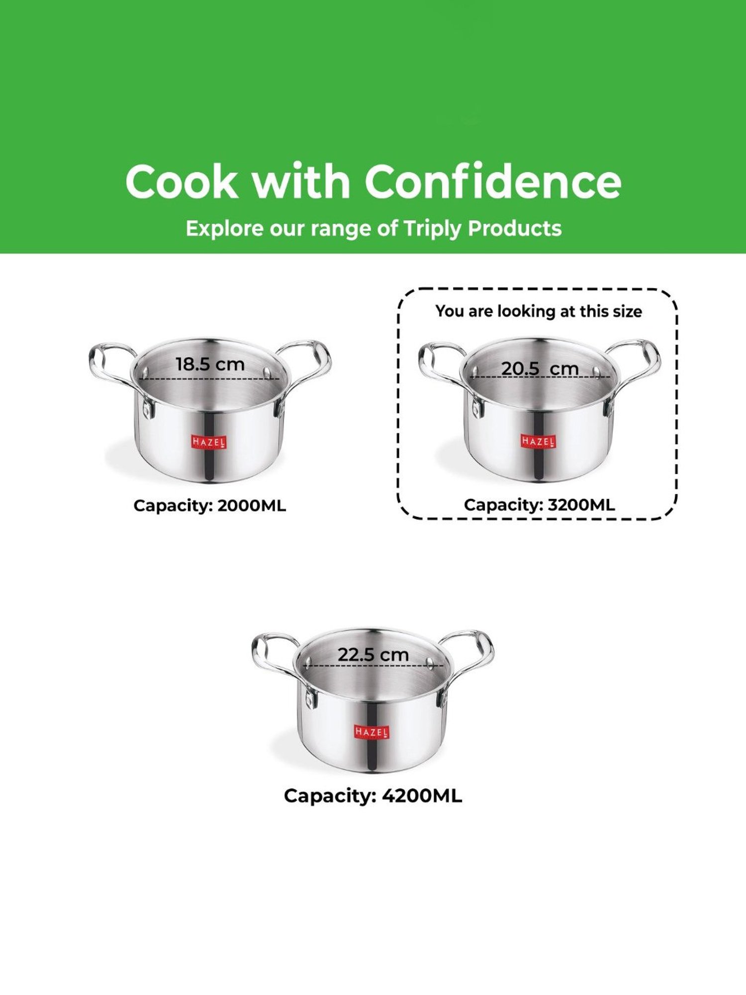 FnS Elantra Silver Stainless Steel Casserole With Lid (0.9 L)